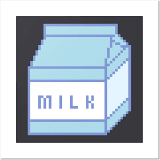 Pixel Milk Box Carton | Vintage 90's Retro Pixel Art Posters and Art